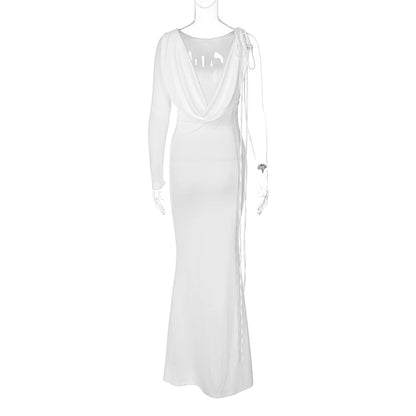 Dulzura One-Shoulder Long Sleeve Swinging Collar