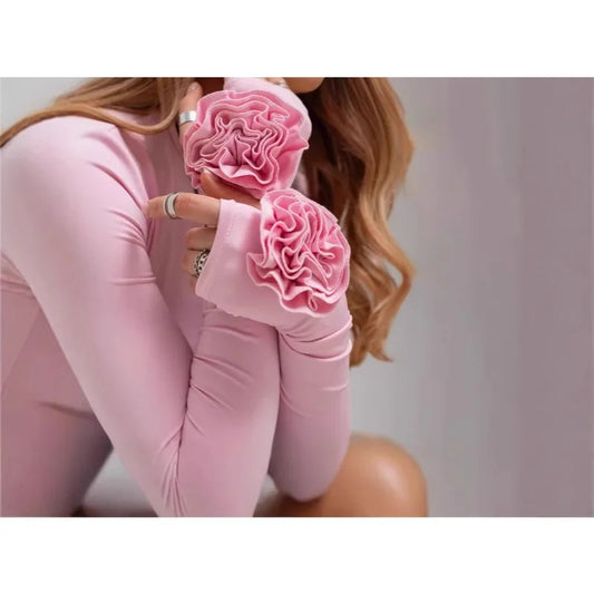 3D Floral Long-Sleeve Top