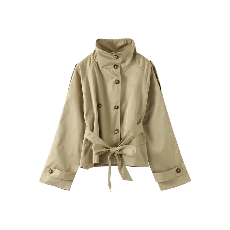 Double-Breasted Belted Trench Jacket
