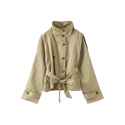 Double-Breasted Belted Trench Jacket