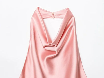 Satin Backless Halter Camisole Top