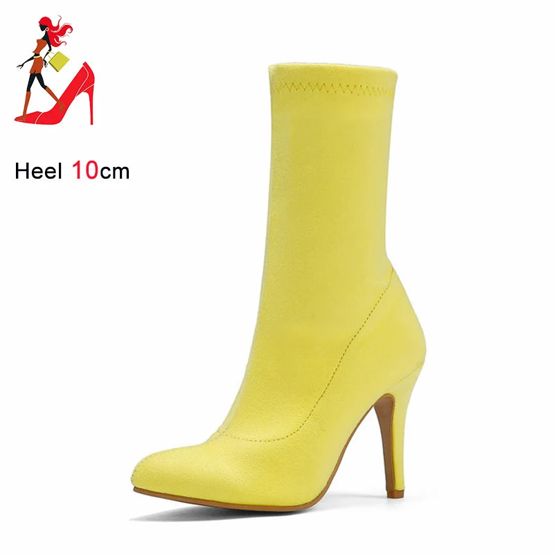 Sock Short Boots Mid-Calf Thin High