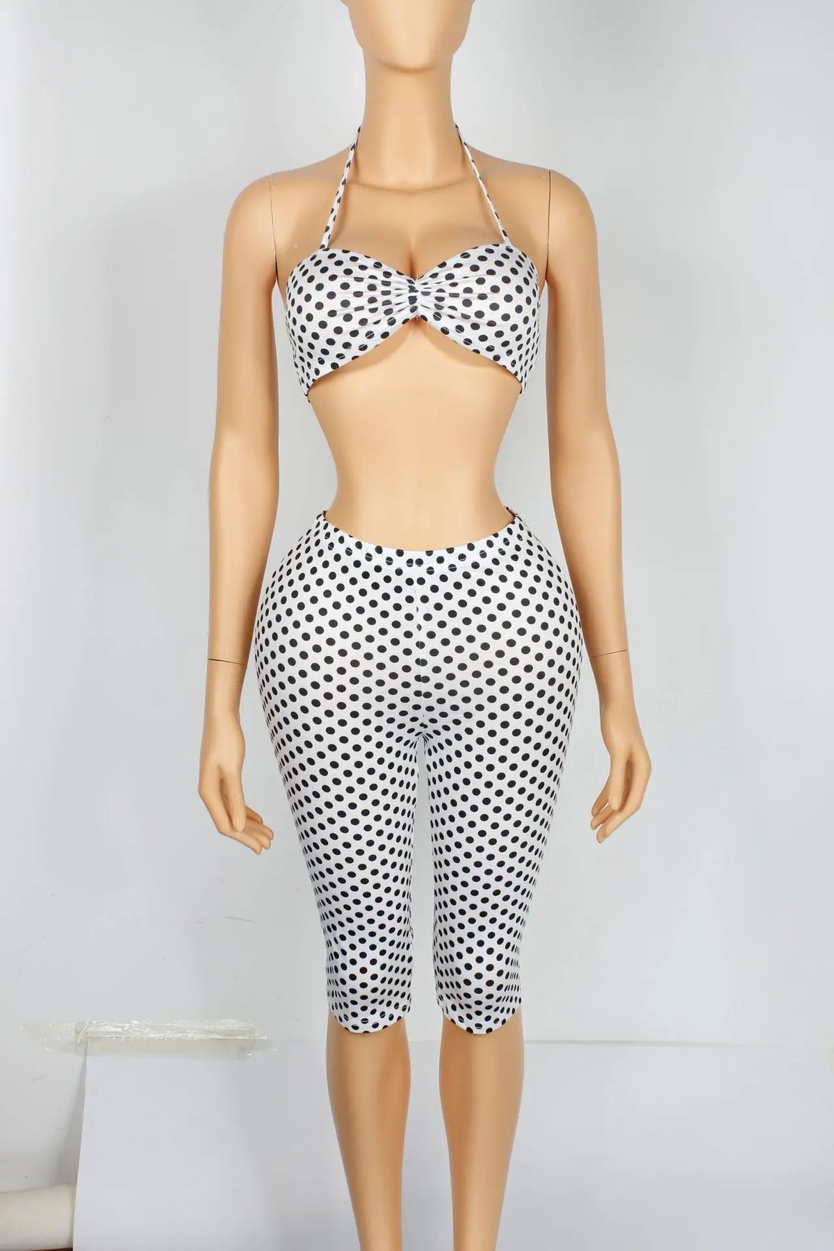 Polka Dot Halter Top and Bike Shorts Set