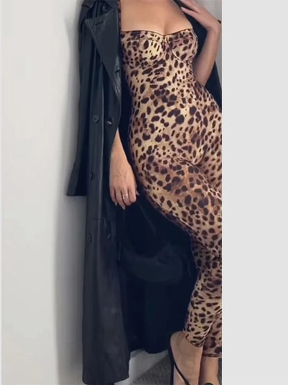 Leopard Print Stretch Jumpsuit