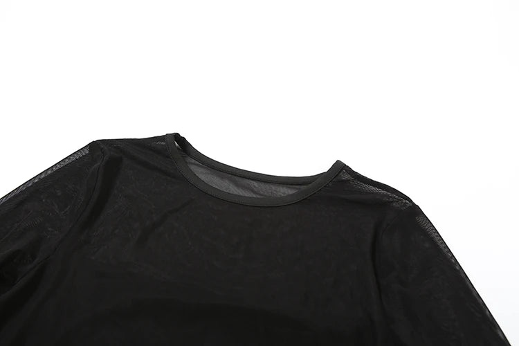 Nibber Irregular Hem t-Shirt Women Patchwork Sexy o-Neck Flared Sleeves Summer Daily Fashion Midnight Skinny Hottie Long Tops