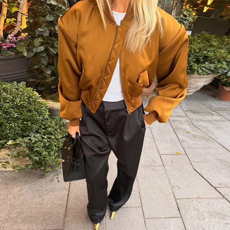 Full Sleeve Short Jacket Chic Zipper