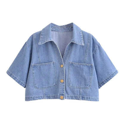Denim Shirt & Mini Skirt Set