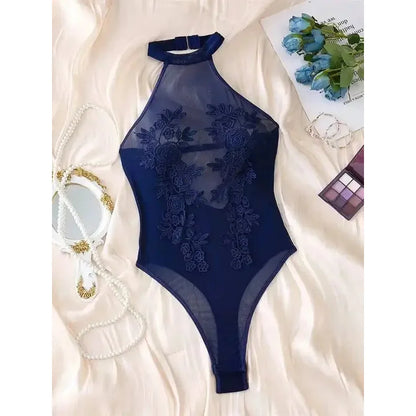 New Flower Embroidery Solid Color Bodysuits