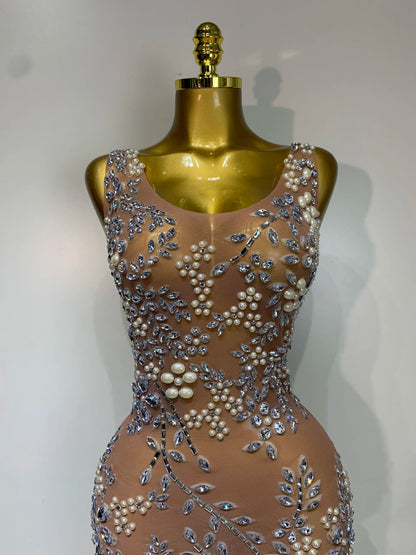 Lxury Diamonds Mesh See Through Long