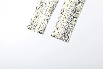 Serpentine Print Hollow-Out Jumpsuit