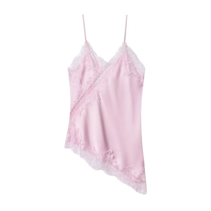Asymmetrical Lace Backless Slip Top