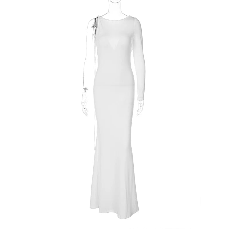 Dulzura One-Shoulder Long Sleeve Swinging Collar