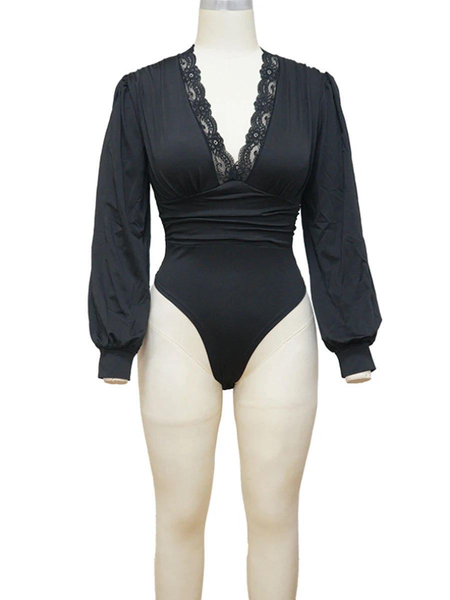 Lace Embroidery Bodysuit Jumpsuit Overalls Slim