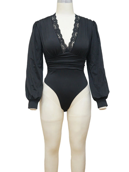 Lace Embroidery Bodysuit Jumpsuit Overalls Slim