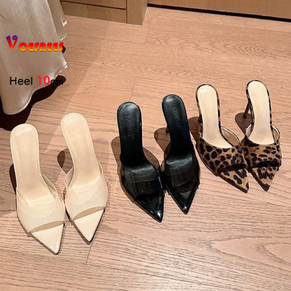 Leopard Print Stiletto High Heel Mules