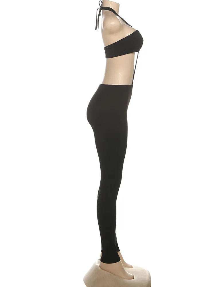 Weird Puss Sexy Jumpsuit Women Midnight Coquette Sleeveless Waistless Skinny Midnight Clubwear Stretch Workout Activity Overalls