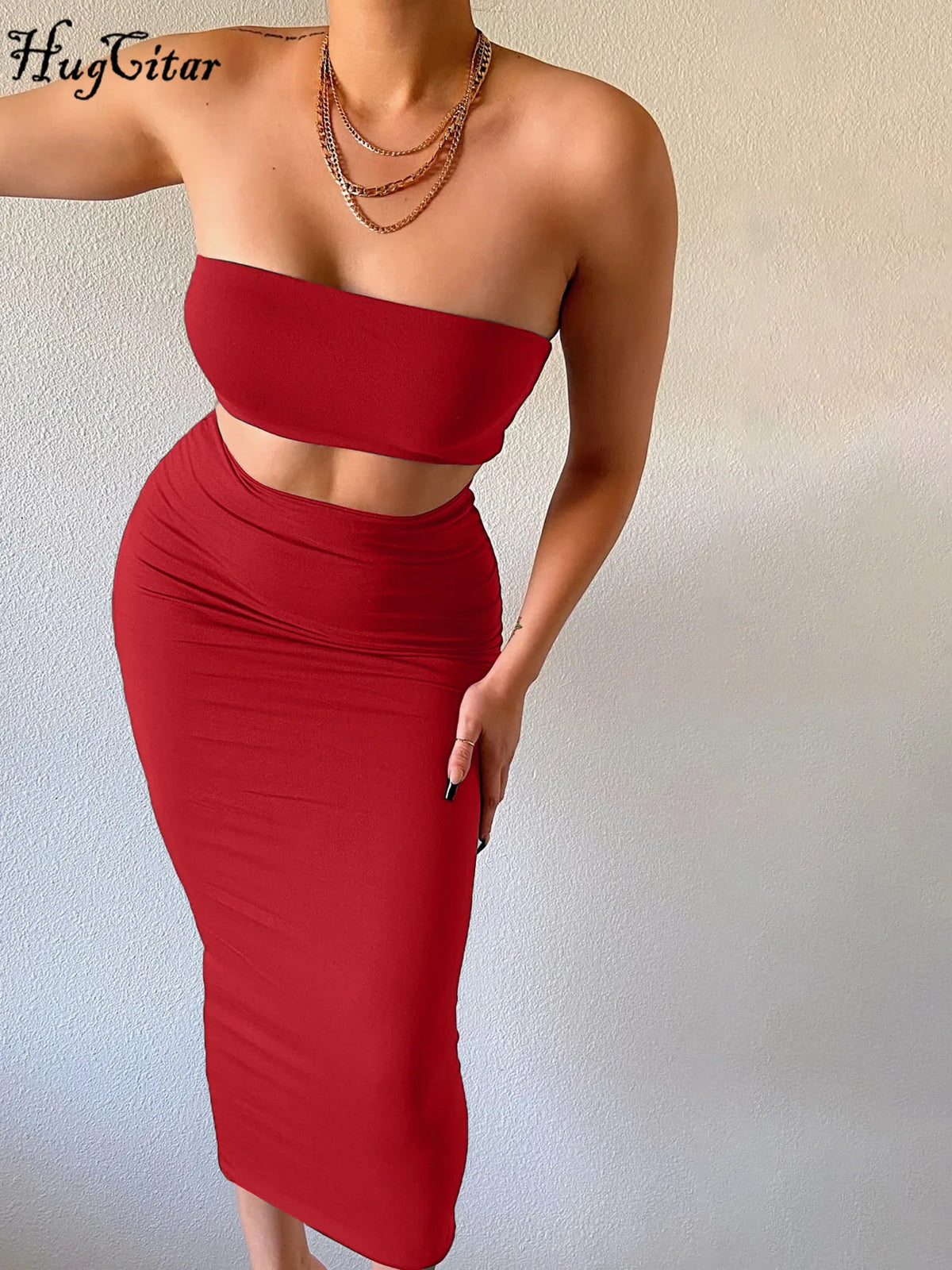 Strapless Tube Top & Maxi Skirt Set