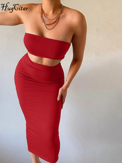 Strapless Tube Top & Maxi Skirt Set