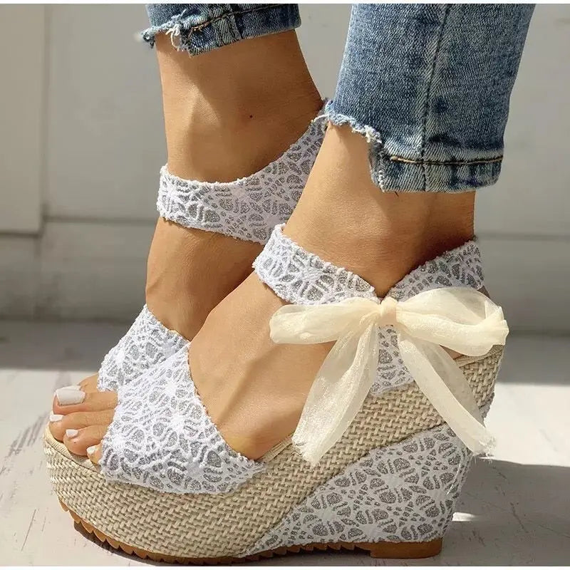 2023women sandals Lace Leisure Wedges Heeled