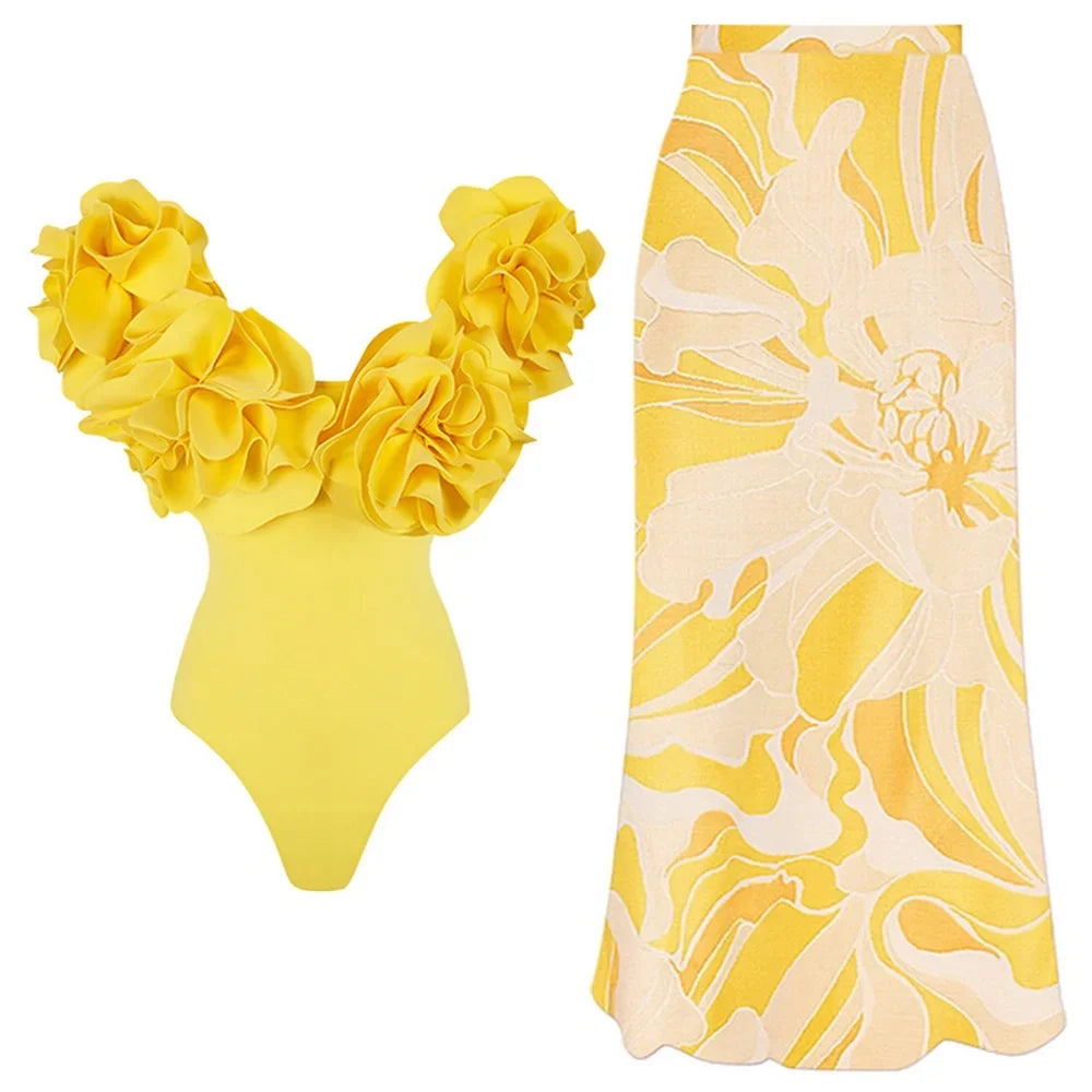 Off-Shoulder Ruffle Push-Up Swimsuit