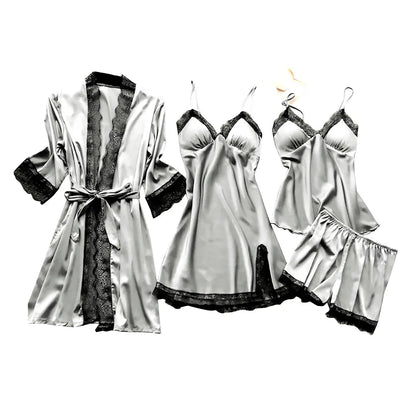 Silk Robe and Lace Nightdress Set