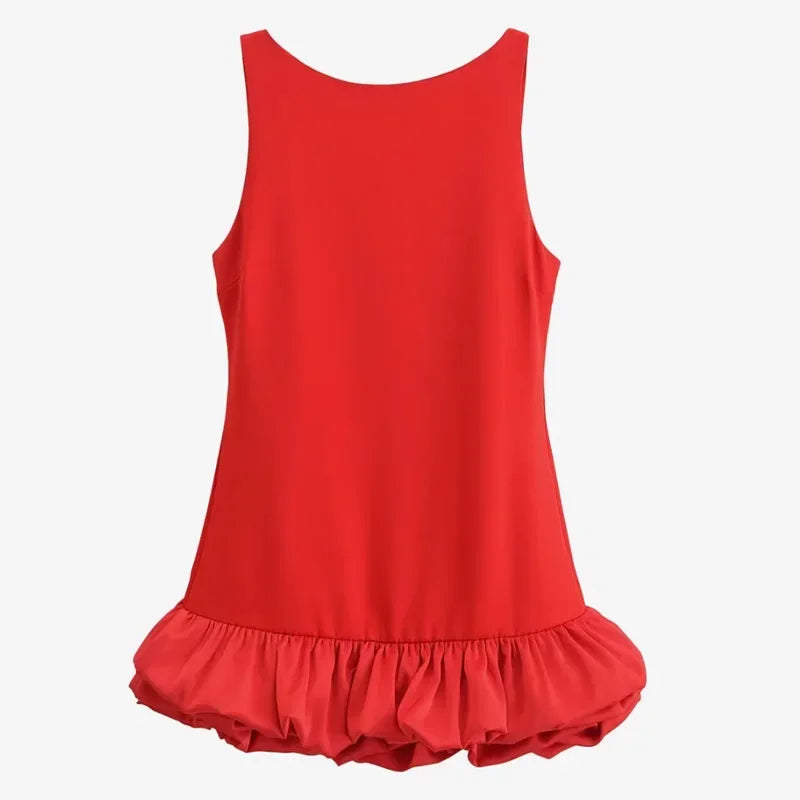HXAO White Short Dress Ruffle Backless
