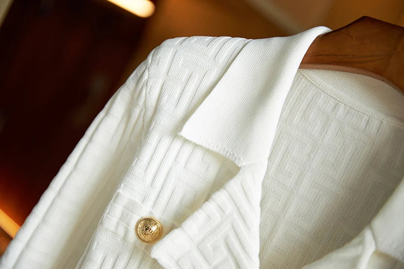 Elegant Design New Fall Slim Fit Notched Sweater Tops Mini Skirt Stretchy Knitted 2 Pieces OL Sets with Belt