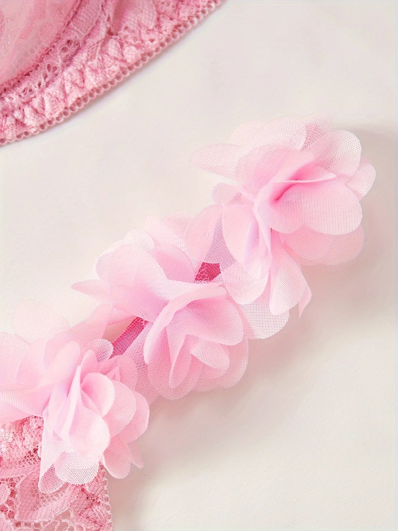 Lingerie Set 2PC Lace Bralette Garter Belt Thong Pure Sexy Underwear Women Sheer Floral Embroidery Bra Panty Set Pink Red Outfit