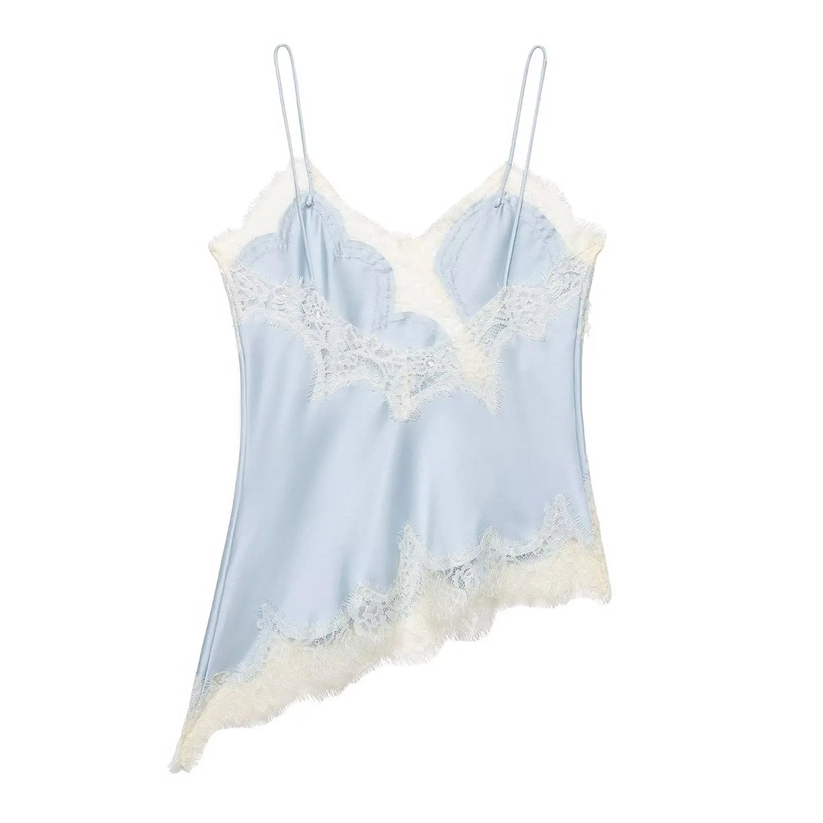 Asymmetrical Lace Backless Slip Top
