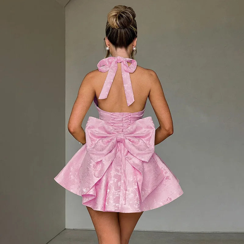 Evening Party Dresses Bow Halter Long