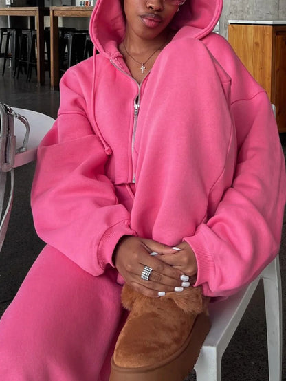 Cropped Zip Hoodie & Sweatpants Tracksuit