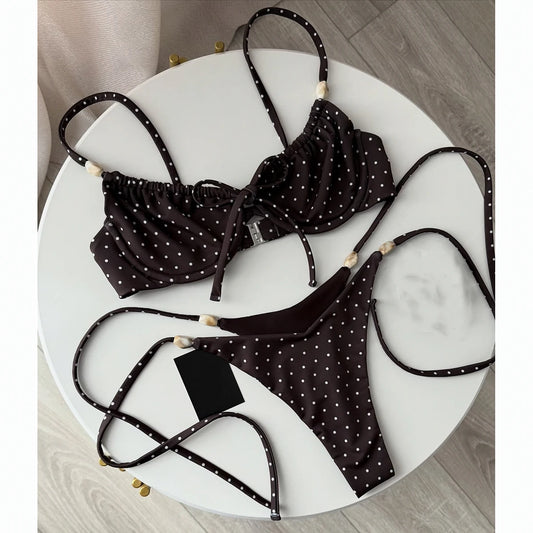 Beaded Halter Push-Up Bikini Set