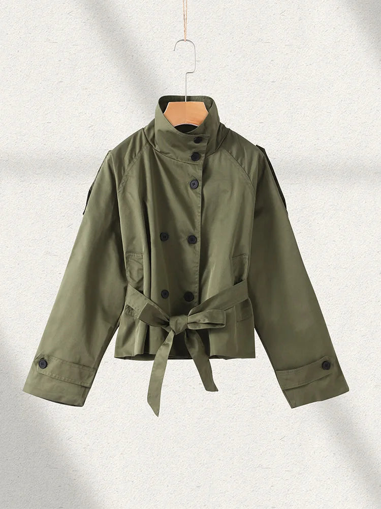 Double-Breasted Belted Trench Jacket