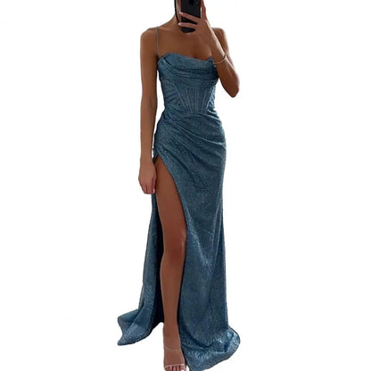 Bodycon Dress Shiny Sequins Spaghetti Strap