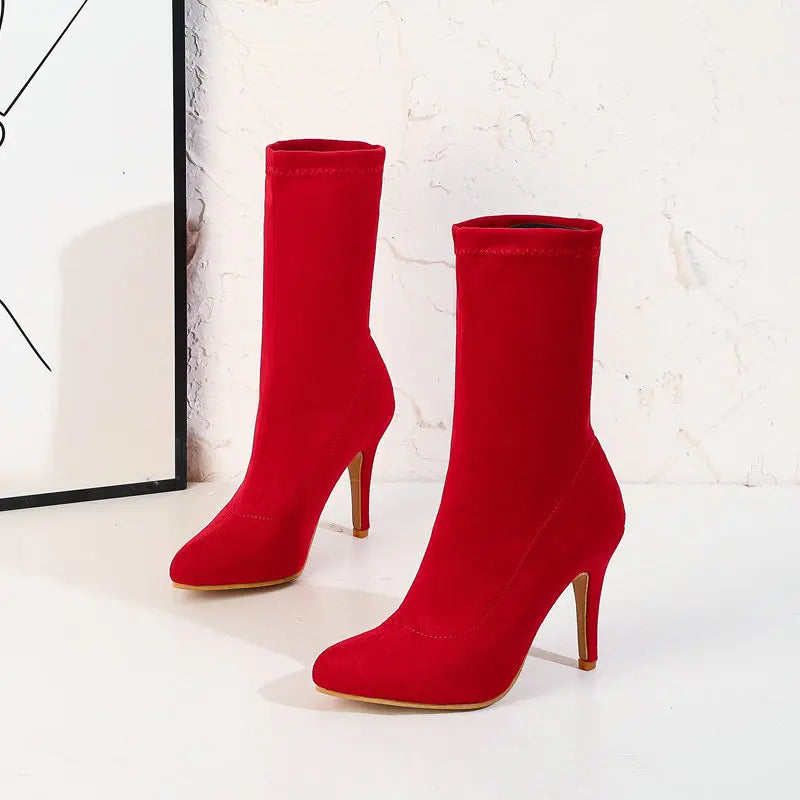 Sock Short Boots Mid-Calf Thin High
