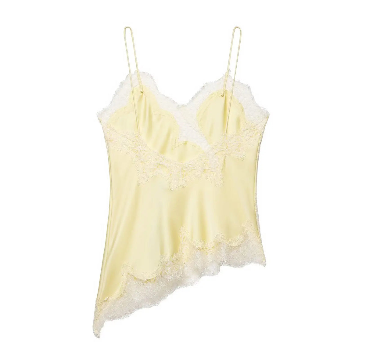 Asymmetrical Lace Backless Slip Top