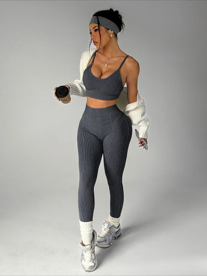Seamless Crop Top & Pants Athletic Set