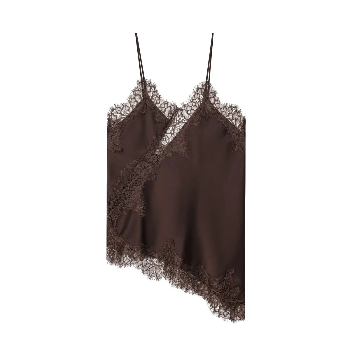 Asymmetrical Lace Backless Slip Top