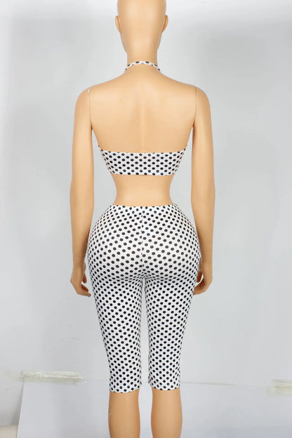 Polka Dot Halter Top and Bike Shorts Set