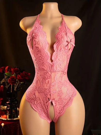 Sleeveless Black No Crotch Bodysuits Hollow