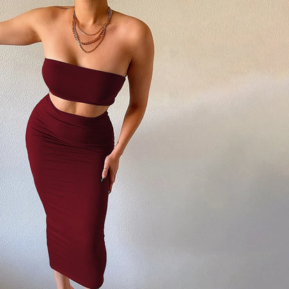 Strapless Tube Top & Maxi Skirt Set