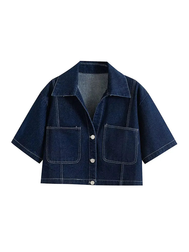 Denim Shirt & Mini Skirt Set