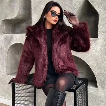 Plush Burgundy Crop Bomber Jacket
