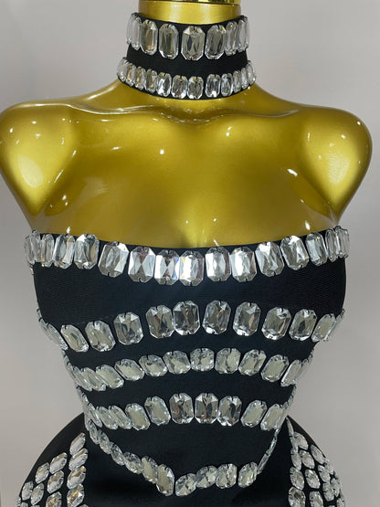 Sparkly Rhinestones Bodycon Strapless Mini Bandage