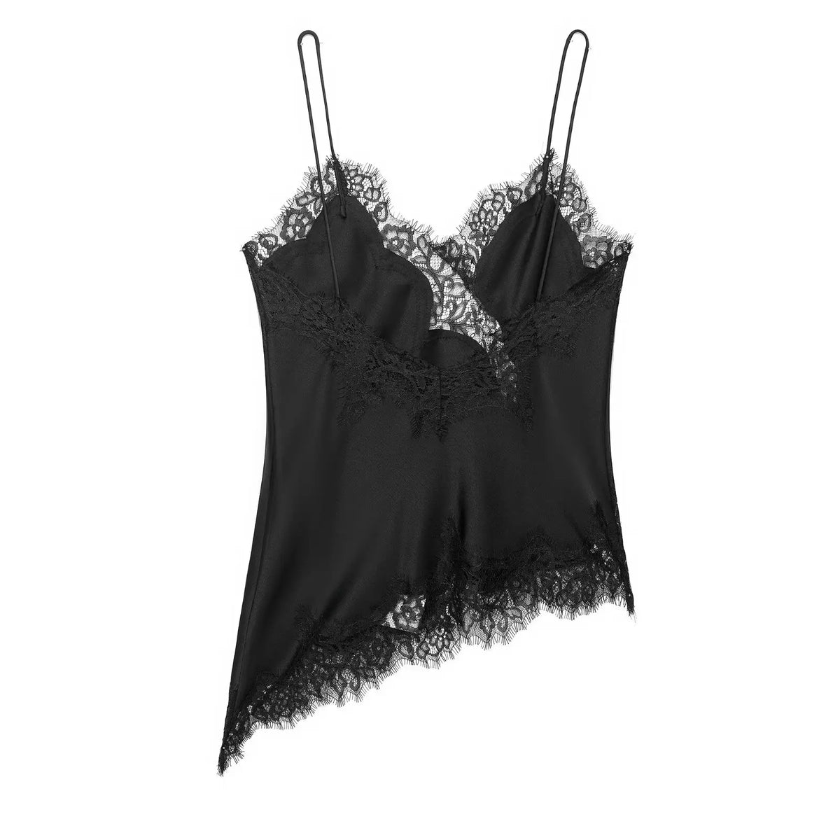 Asymmetrical Lace Backless Slip Top