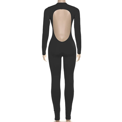 Cut-Out Backless Long Sleeve Jumpsuit