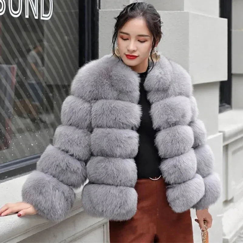 Faux Fur Fox Coats Short Coat