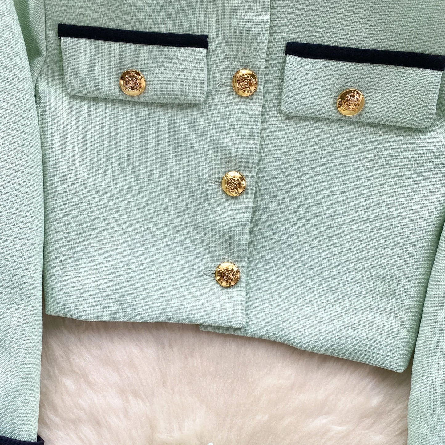 KUSAHIKI 2024 Spring Women's Color Block Short Cardigan Coat + High Waisted Pleated Half Skirt Two Piece Set