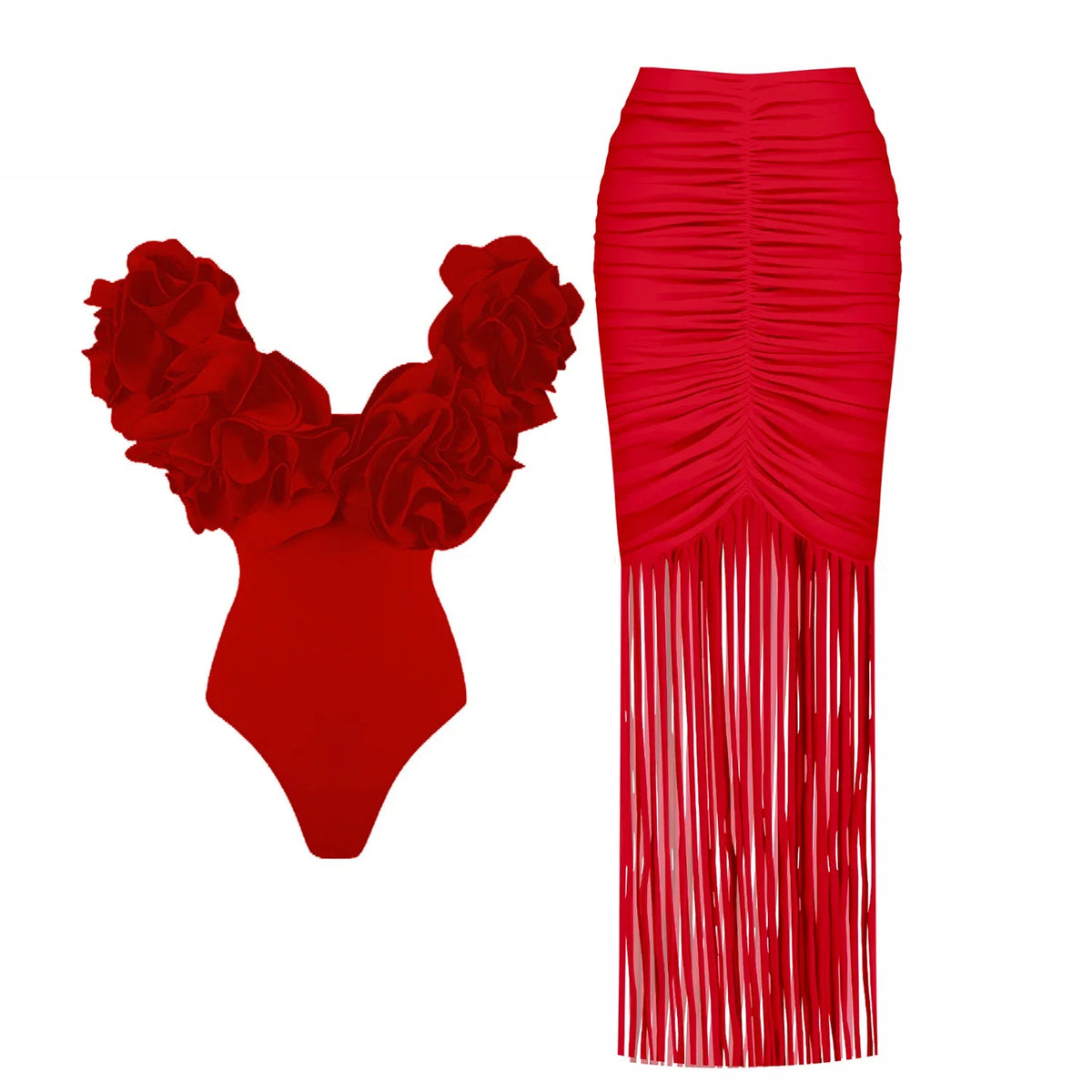 Off-Shoulder Ruffle Push-Up Swimsuit