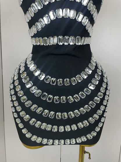 Sparkly Rhinestones Bodycon Strapless Mini Bandage
